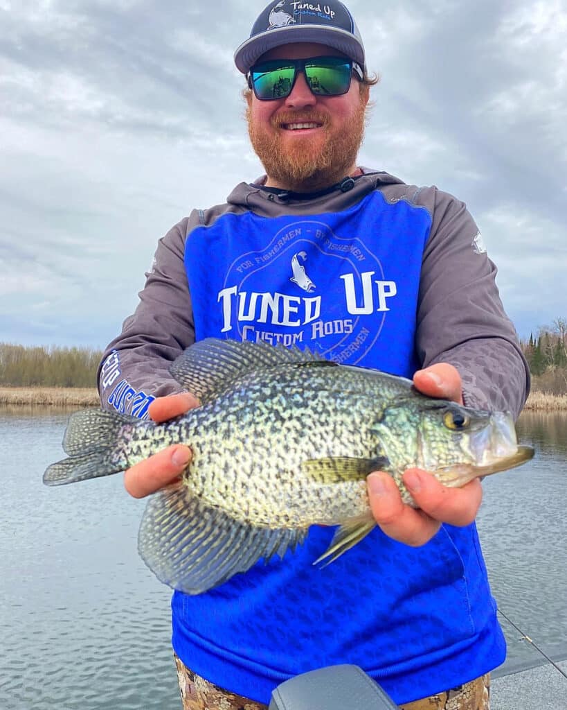man catches nice crappie on grand rapids mn lake
