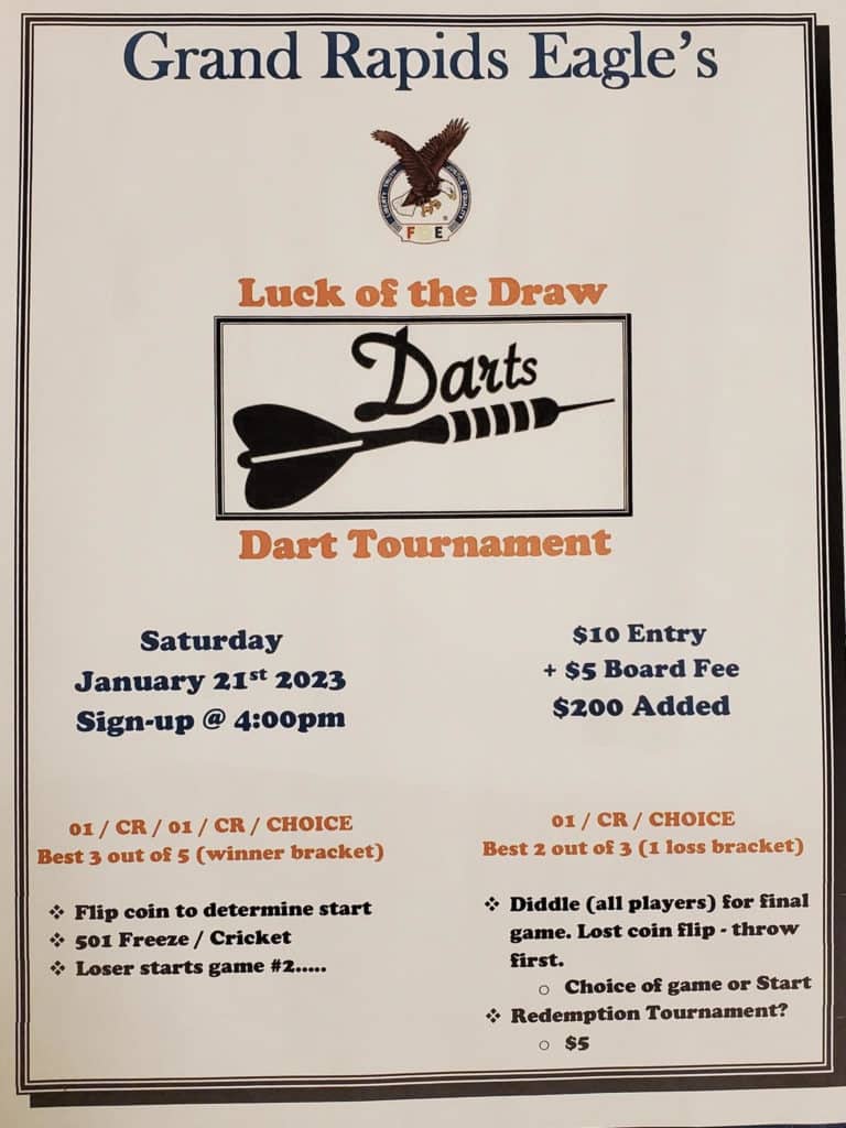 Luck of the Draw Dart Tournament Visit Grand Rapids