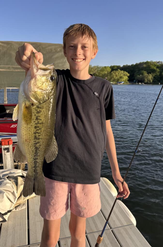 Wesley Oste with a largemouth bass.