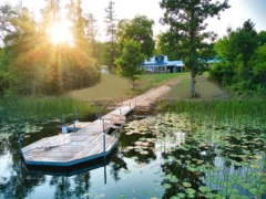beach dock to house view